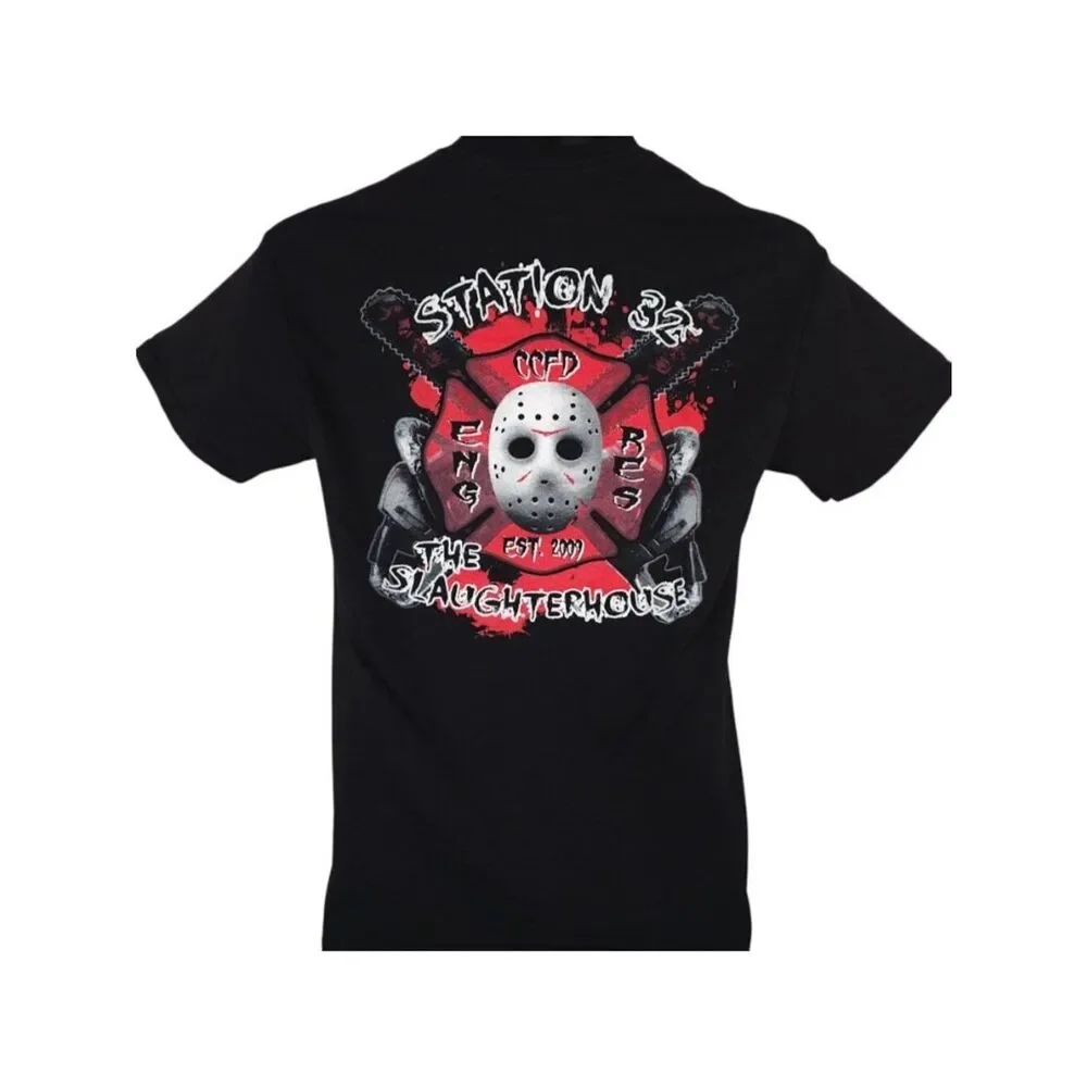 Vegas Firefighter T Shirt Mens Size Small Black Station 32 The Slaughterhouse